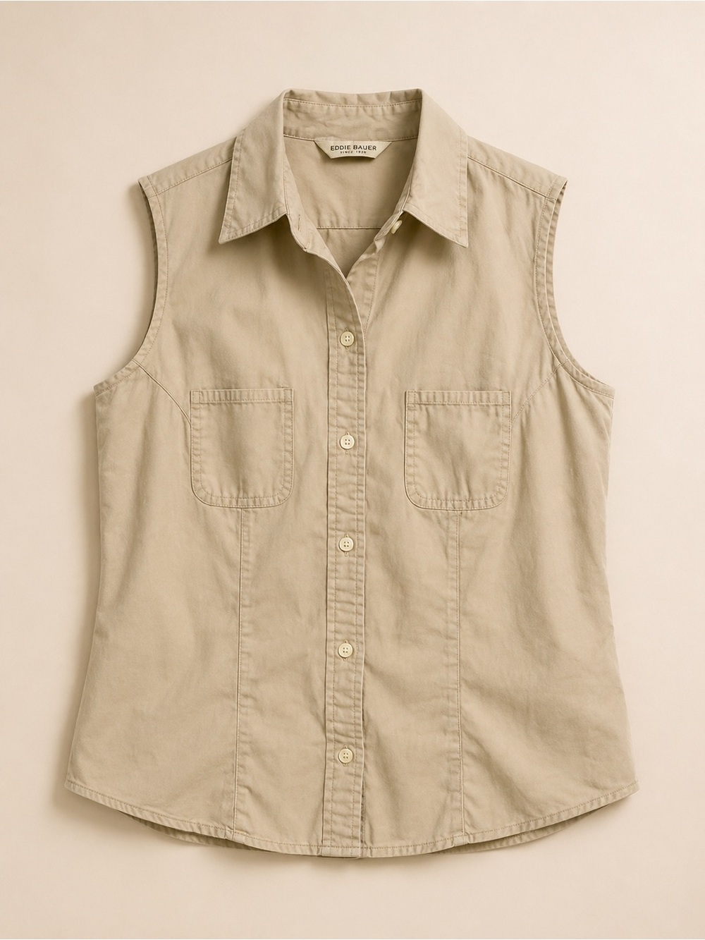 Eddie Bauer Outdoor Mountain Sleeveless khaki Button-Up Shirt